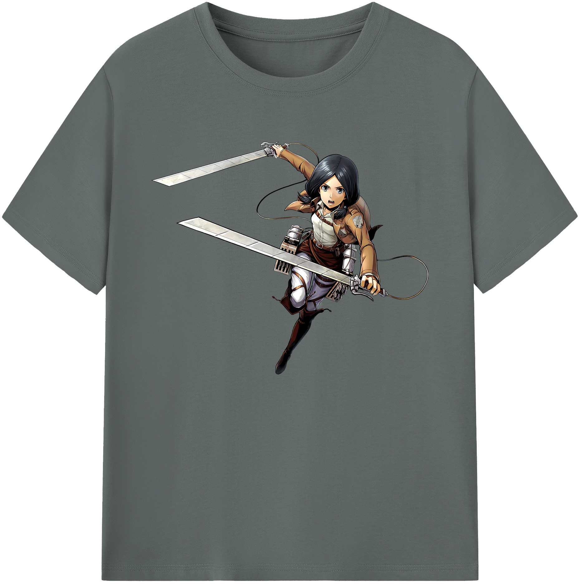 （画像用） 進撃の巨人 ミカサ·アッカーマン Attack on Titan Mikasa Ackerman 綿100％ メンズ半袖Tシャツ｜肌触りやわらか＆通気性